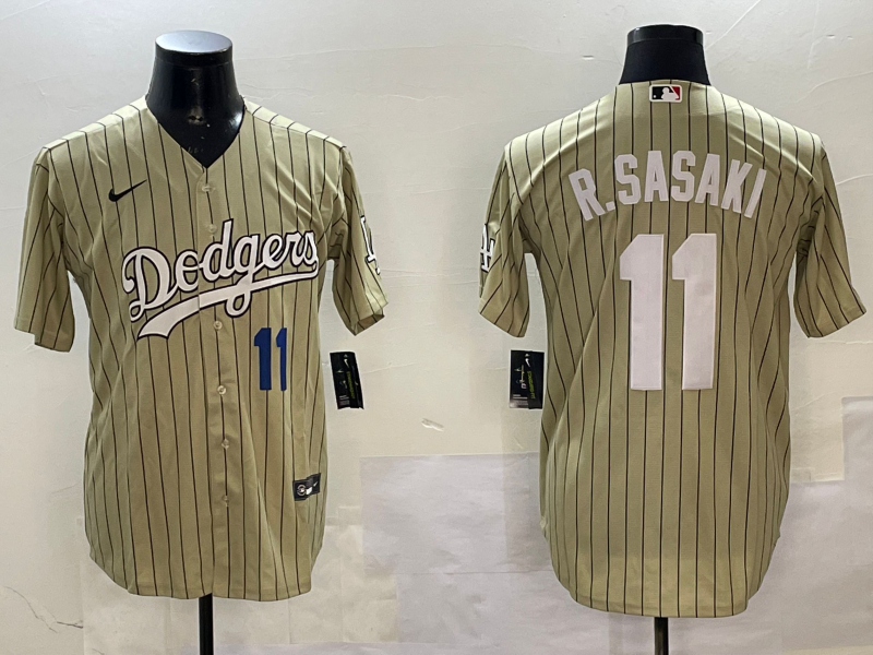 Men Los Angeles Dodgers #11 R Sasaki cream 2025 MLB nike jersey style 10